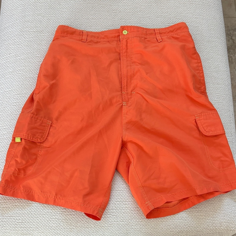 Men's Orange Cargo board Shorts Large